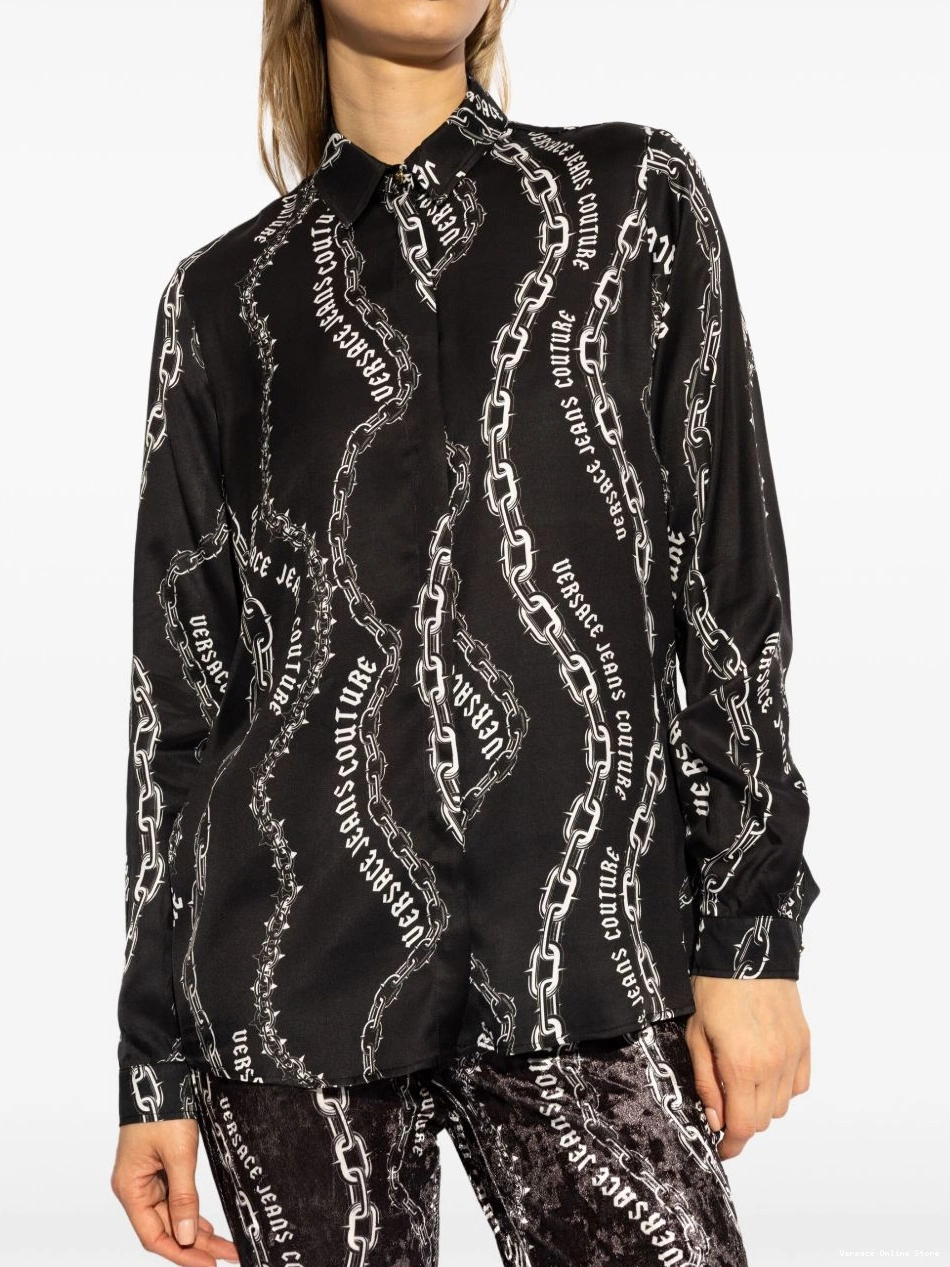 Cheap Couture Jeans Versace Women logo long-sleeve shirt chain-print 0808